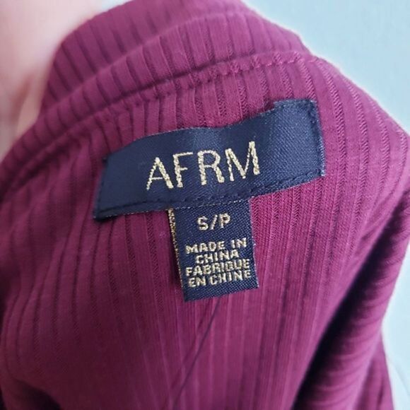 AFRM Nia Burgundy Ribbed Off The Shoulder Bodysuit - Picture 4 of 5